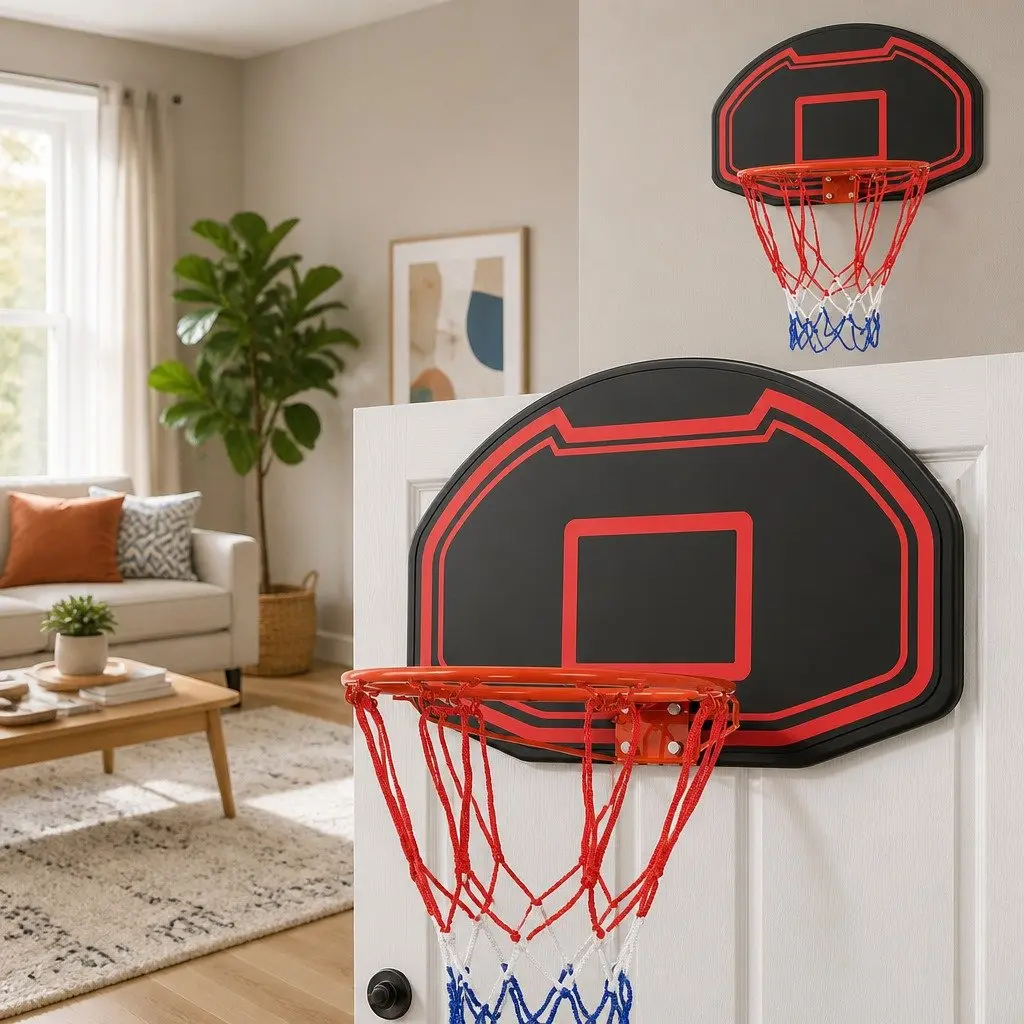 Basketball Hoop Wall Mounted 38 Inch Backboard for Kids Sports Black