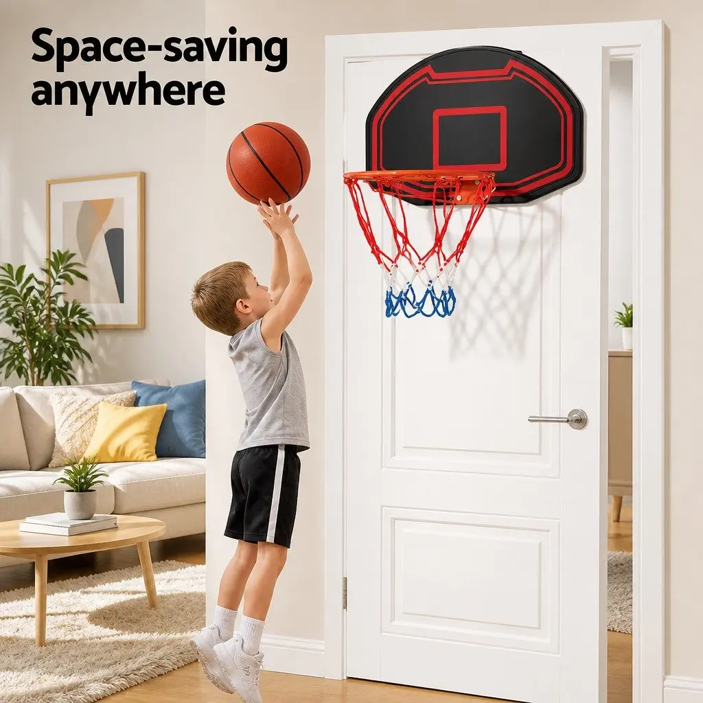 Basketball Hoop Wall Mounted 38 Inch Backboard for Kids Sports Black