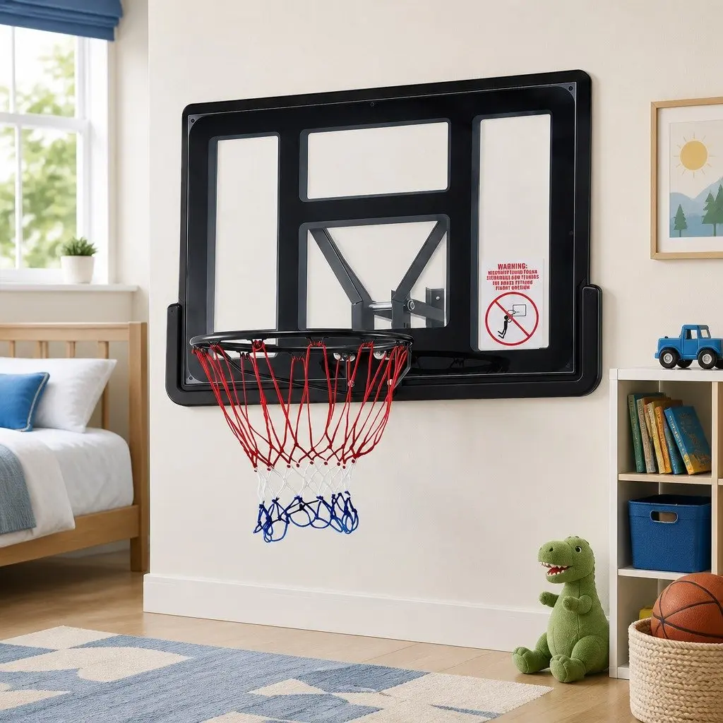 Wall Mount Basketball Hoop for Kids Indoor Outdoor 43 Inch Backboard
