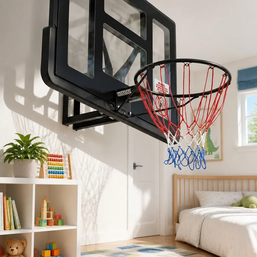 Wall Mount Basketball Hoop for Kids Indoor Outdoor 43 Inch Backboard