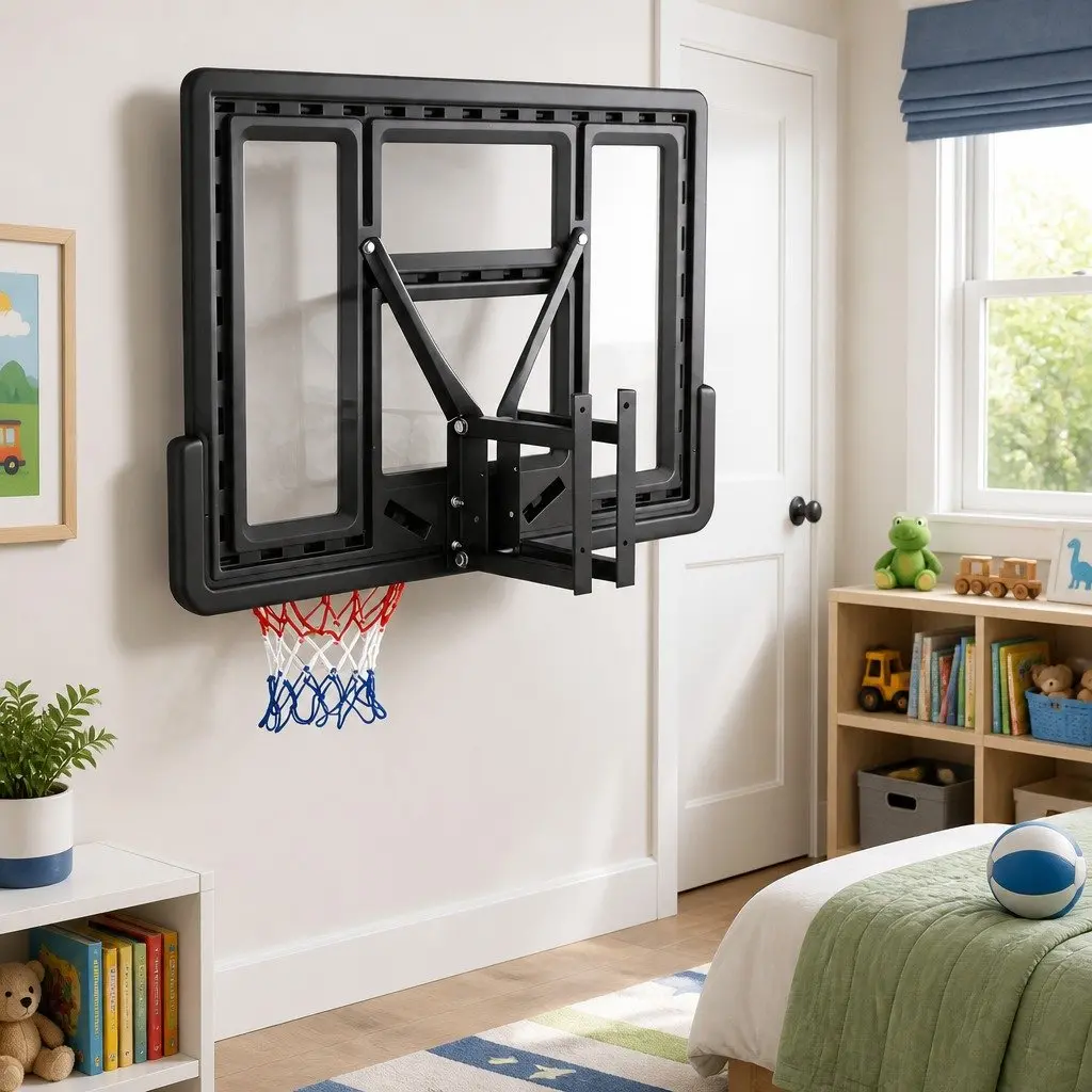 Wall Mount Basketball Hoop for Kids Indoor Outdoor 43 Inch Backboard