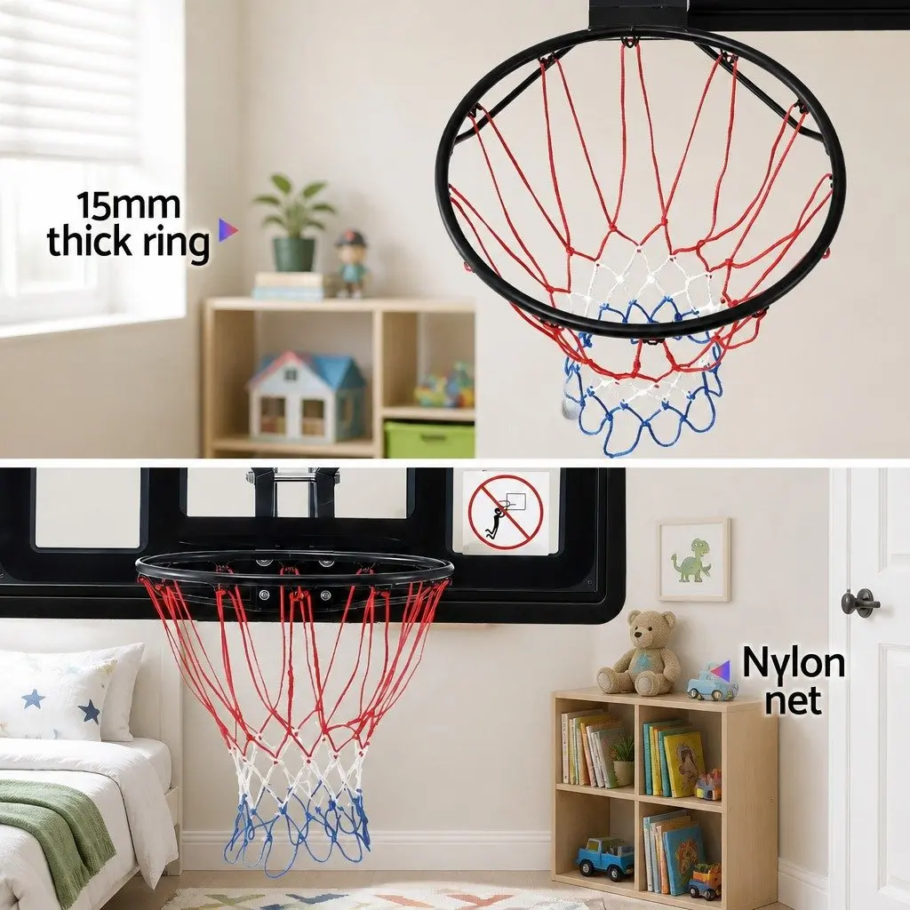 Wall Mount Basketball Hoop for Kids Indoor Outdoor 43 Inch Backboard