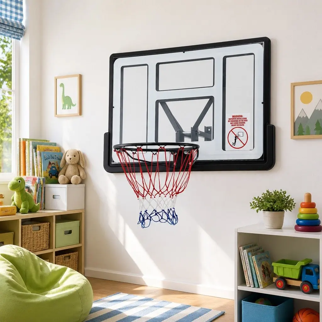 43-Inch Wall Mount Basketball Hoop Backboard Indoor Outdoor Sports Game