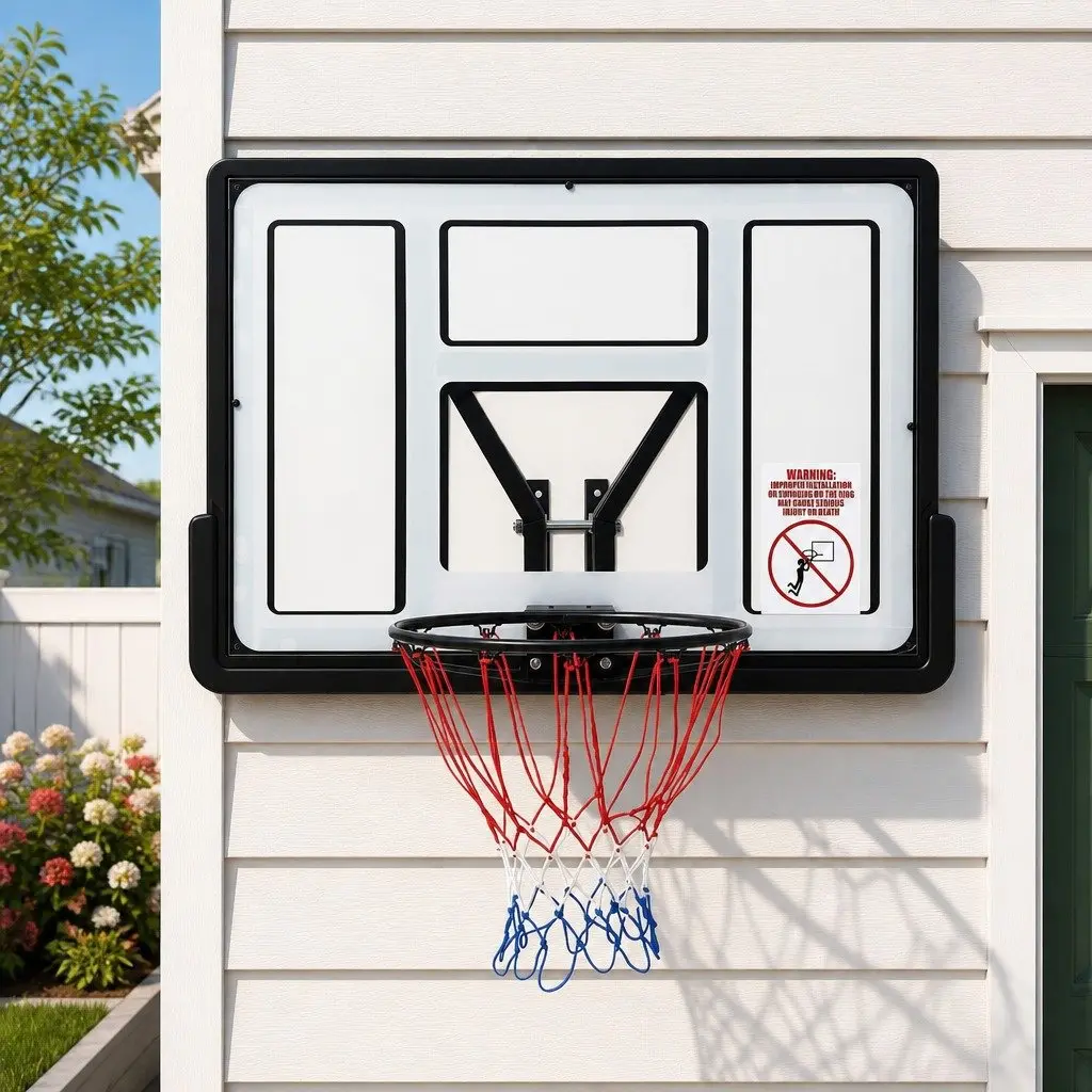 43-Inch Wall Mount Basketball Hoop Backboard Indoor Outdoor Sports Game