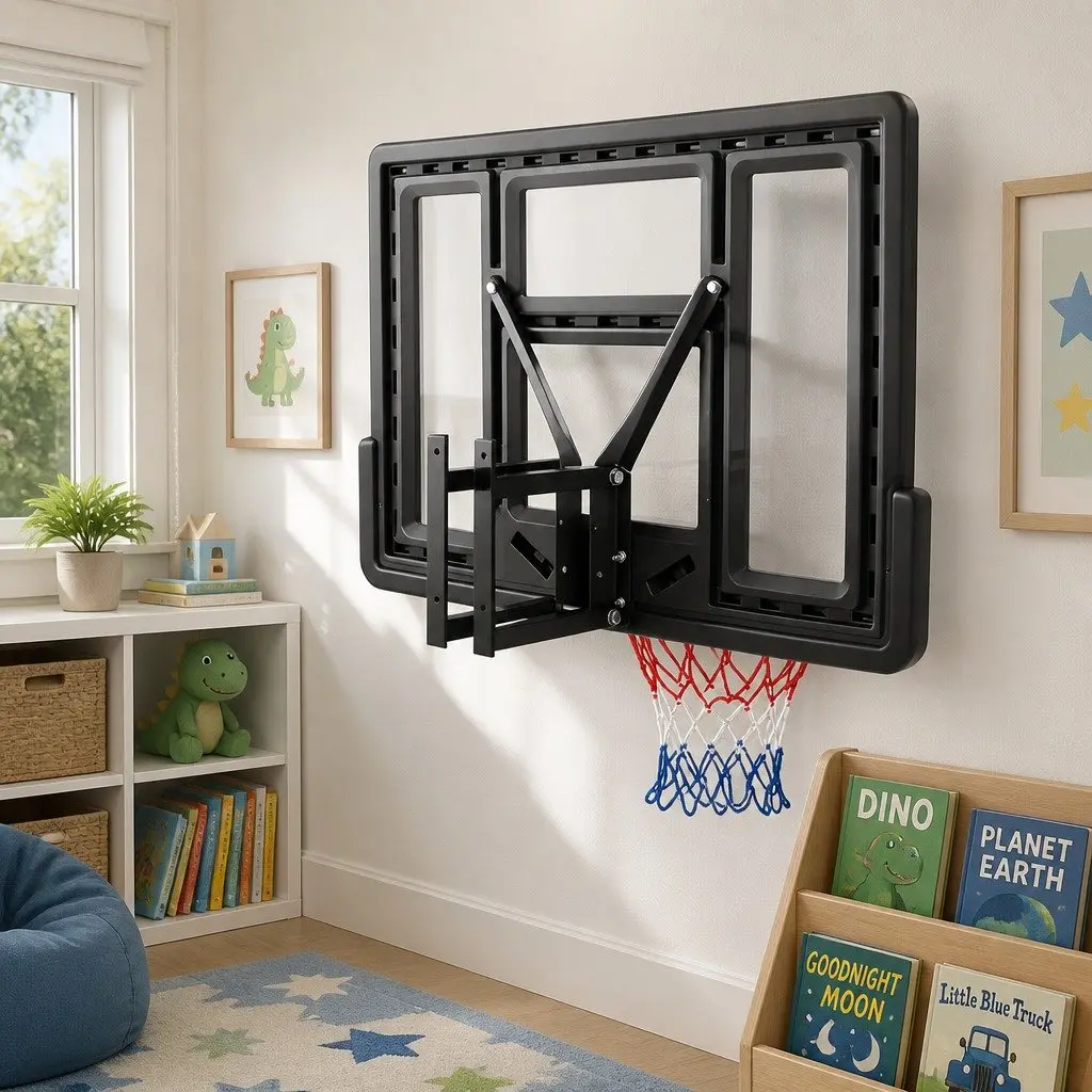 43-Inch Wall Mount Basketball Hoop Backboard Indoor Outdoor Sports Game