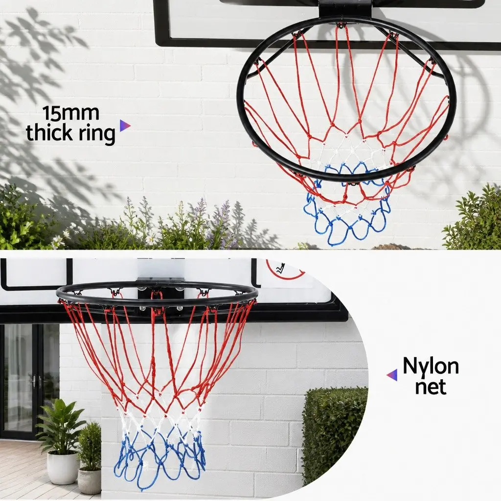 43-Inch Wall Mount Basketball Hoop Backboard Indoor Outdoor Sports Game