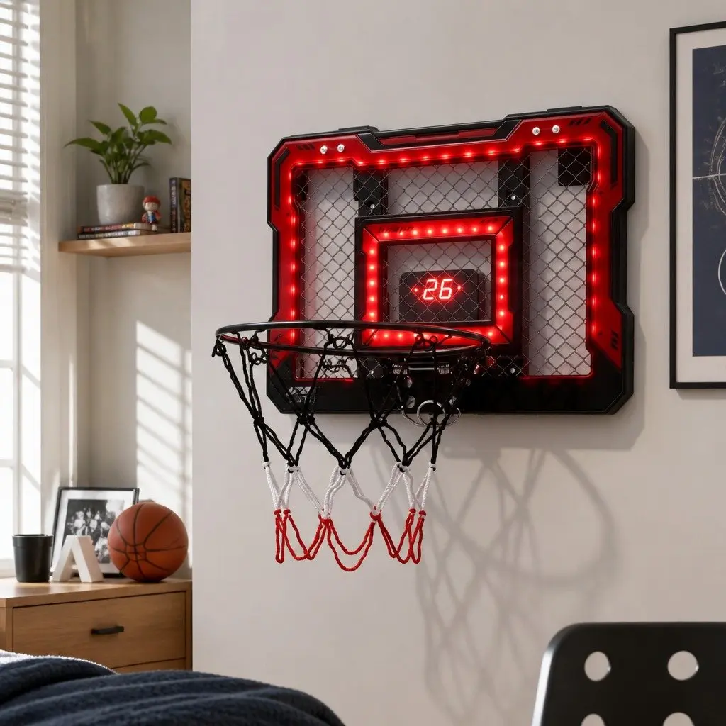 Mini Basketball Hoop Over Door with Scoreboard 40x30cm Red
