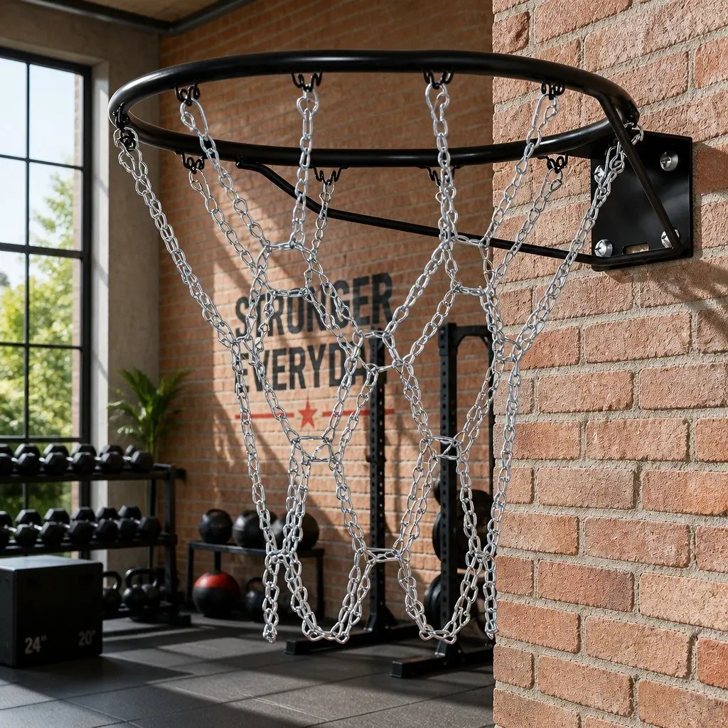 Basketball Net for Court Use 50cm Steel Chain 12 Loop Silver Metal Replacement
