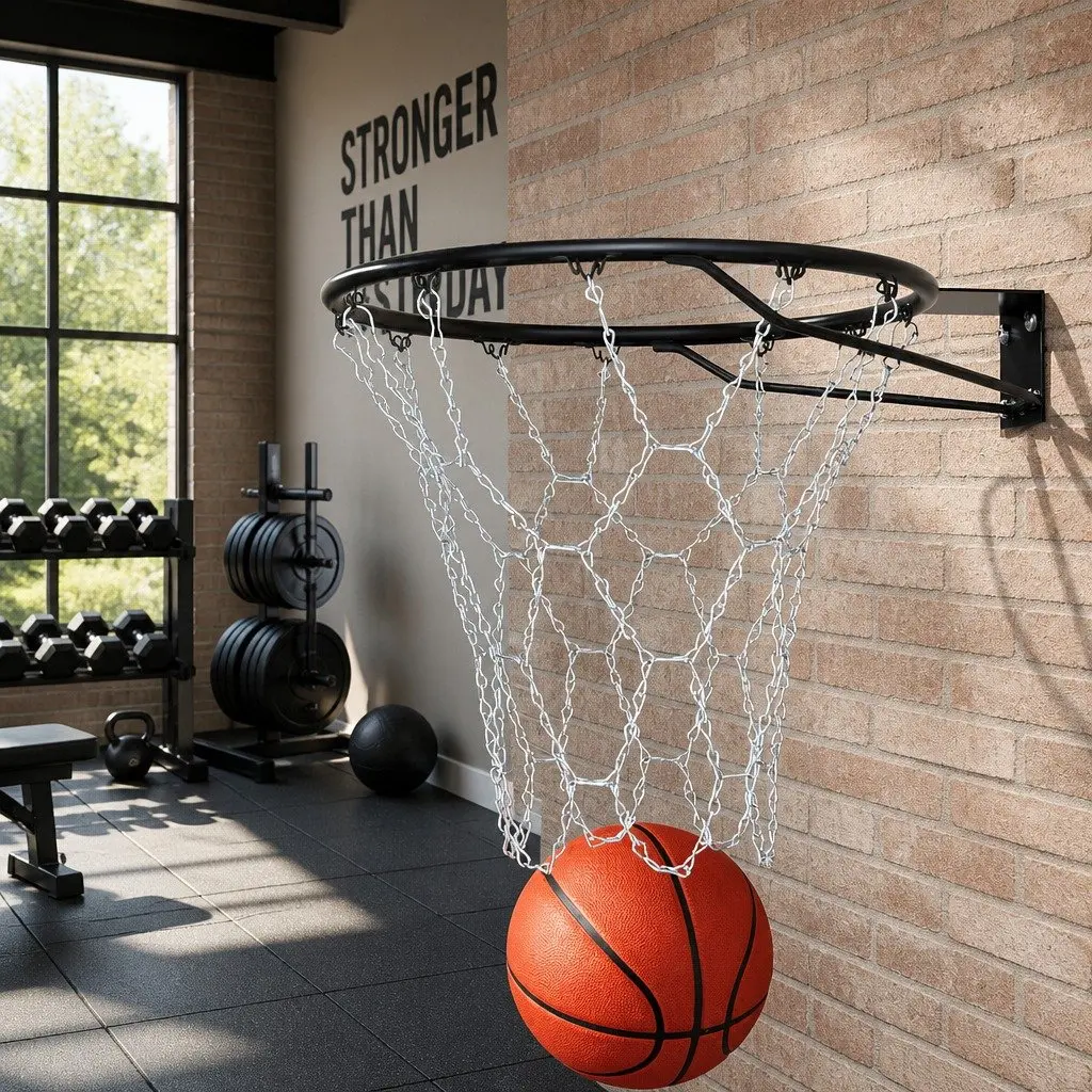 Basketball Net for Court Use 50cm Steel Chain 12 Loop Silver Metal Replacement
