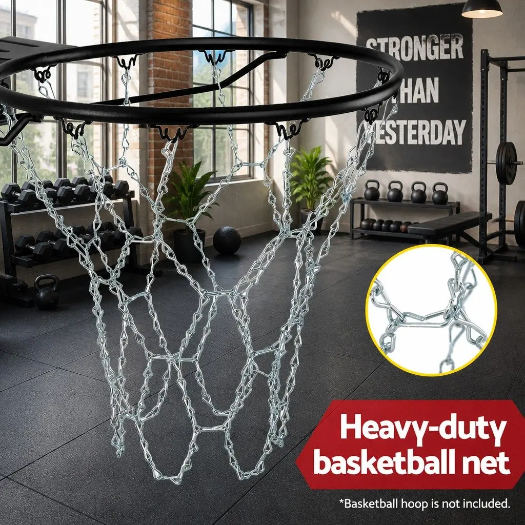 Basketball Net for Court Use 50cm Steel Chain 12 Loop Silver Metal Replacement