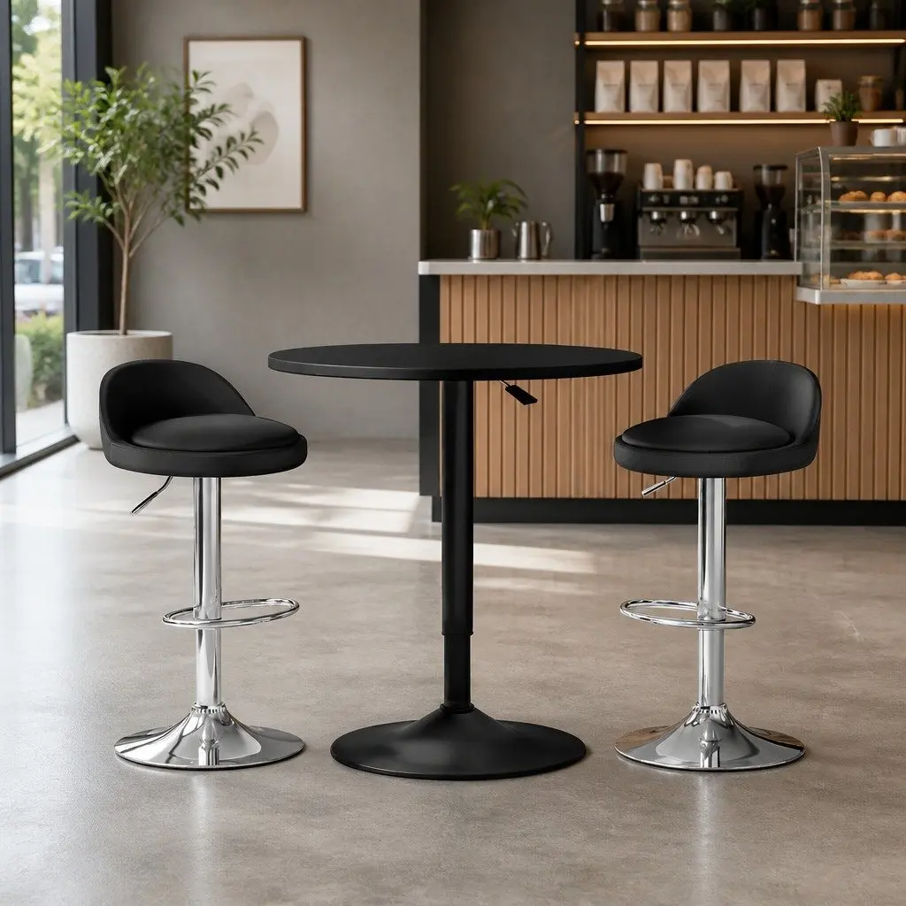 3-Piece Bar Table and Stools Set with Adjustable Heights