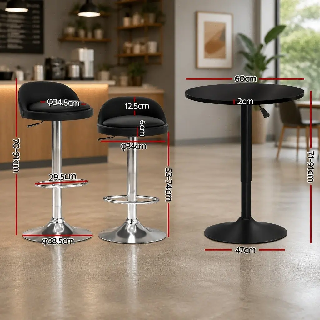 3-Piece Bar Table and Stools Set with Adjustable Heights