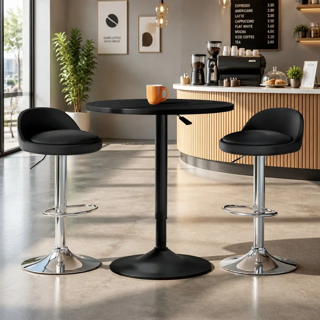 3-Piece Bar Table and Stools Set with Adjustable Heights