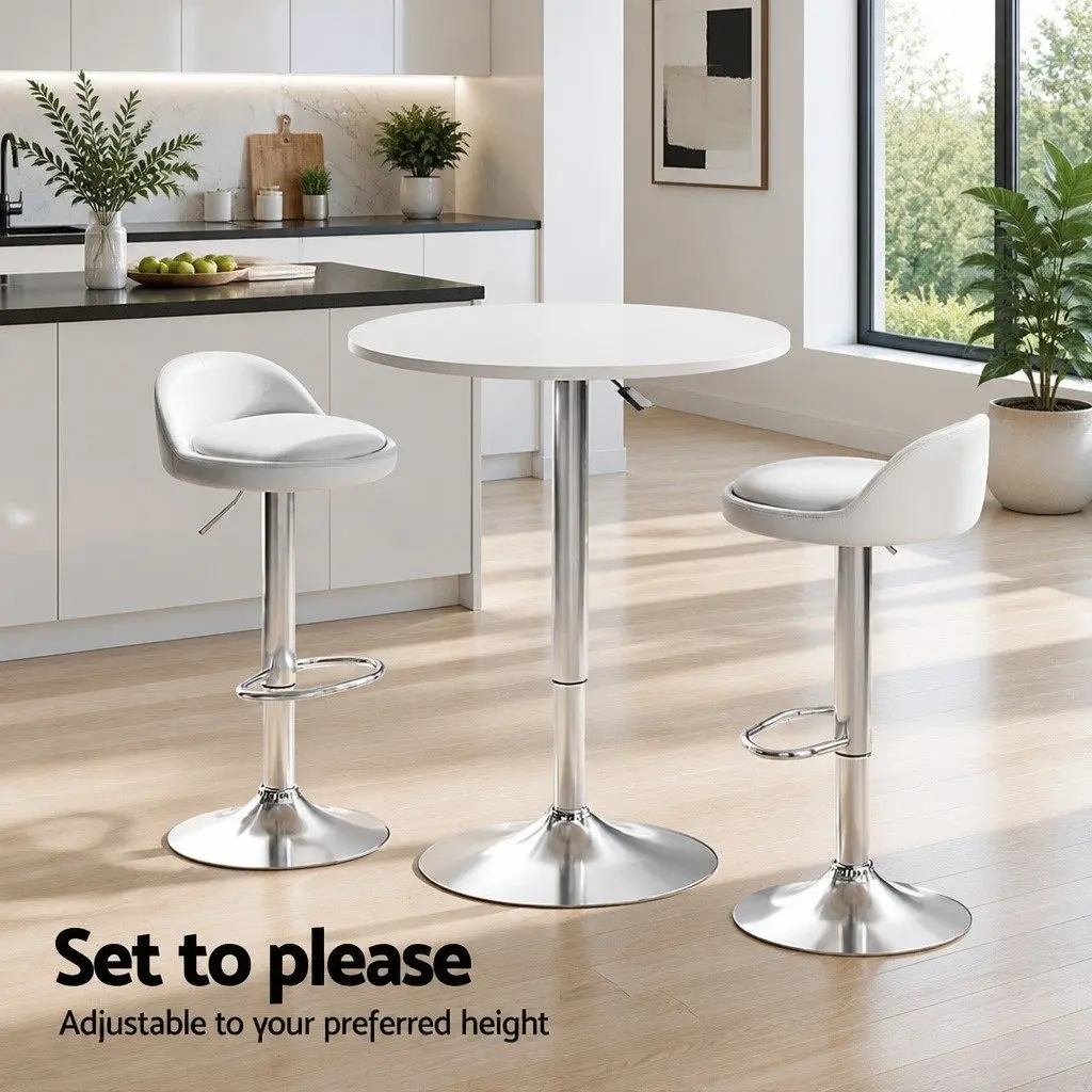 Bar Table and Stools Set Dining Desk Kitchen Chairs Cafe Pub White Contemporary
