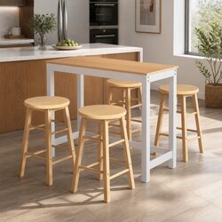 Bar Table and Stools Set: Solid Wood, Dimensions, and Capacity
