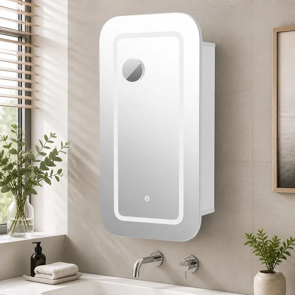 LED Bathroom Mirror Cabinet with 5X Magnification