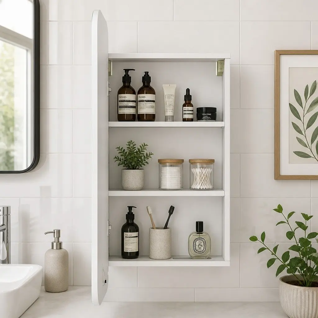 LED Bathroom Mirror Cabinet with 5X Magnification