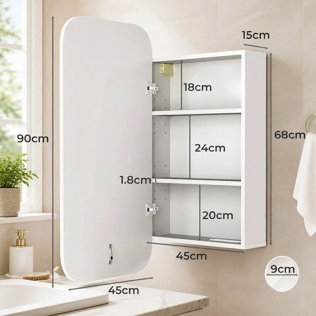 LED Bathroom Mirror Cabinet with 5X Magnification