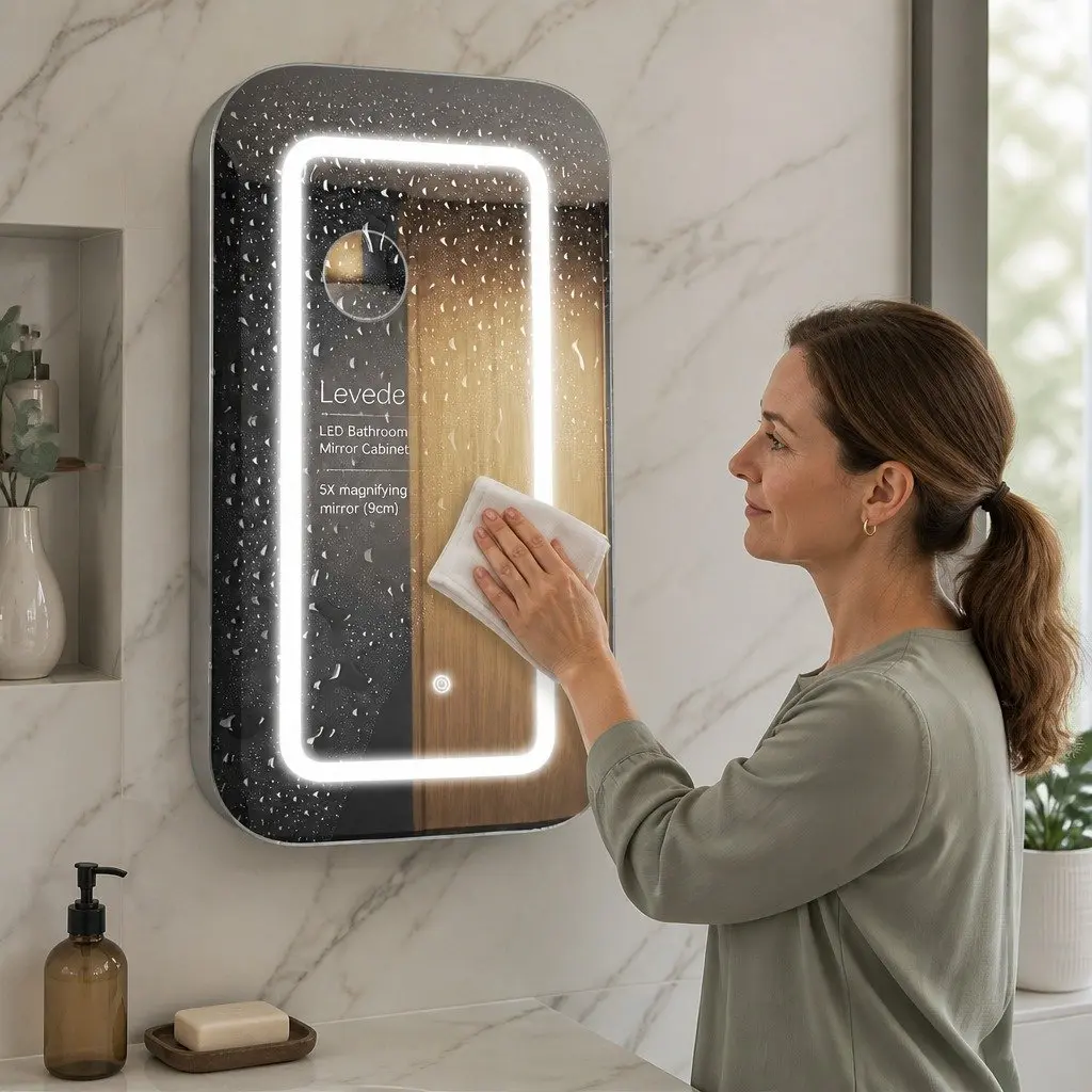LED Bathroom Mirror Cabinet with 5X Magnification