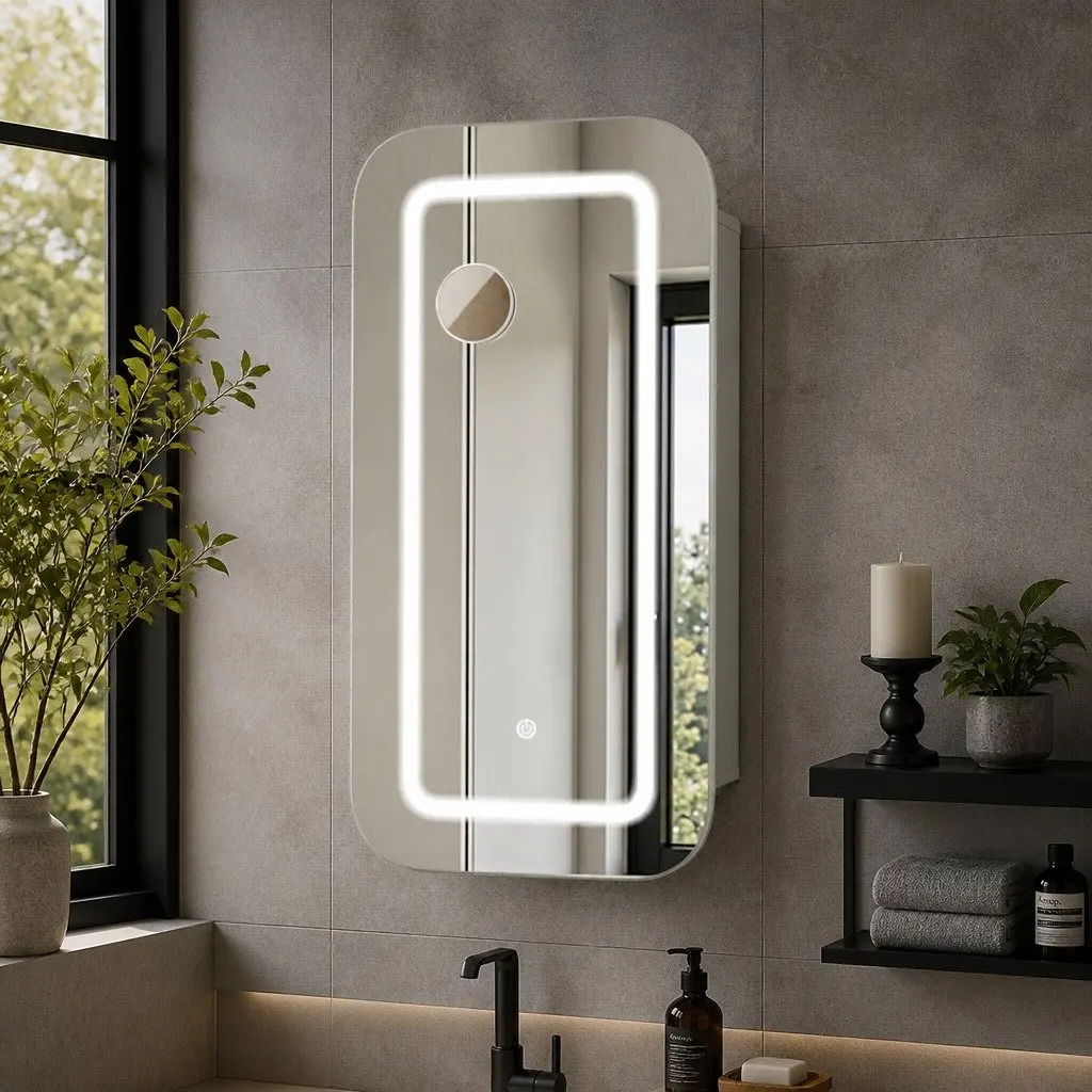 LED Bathroom Mirror Cabinet with 5X Magnification