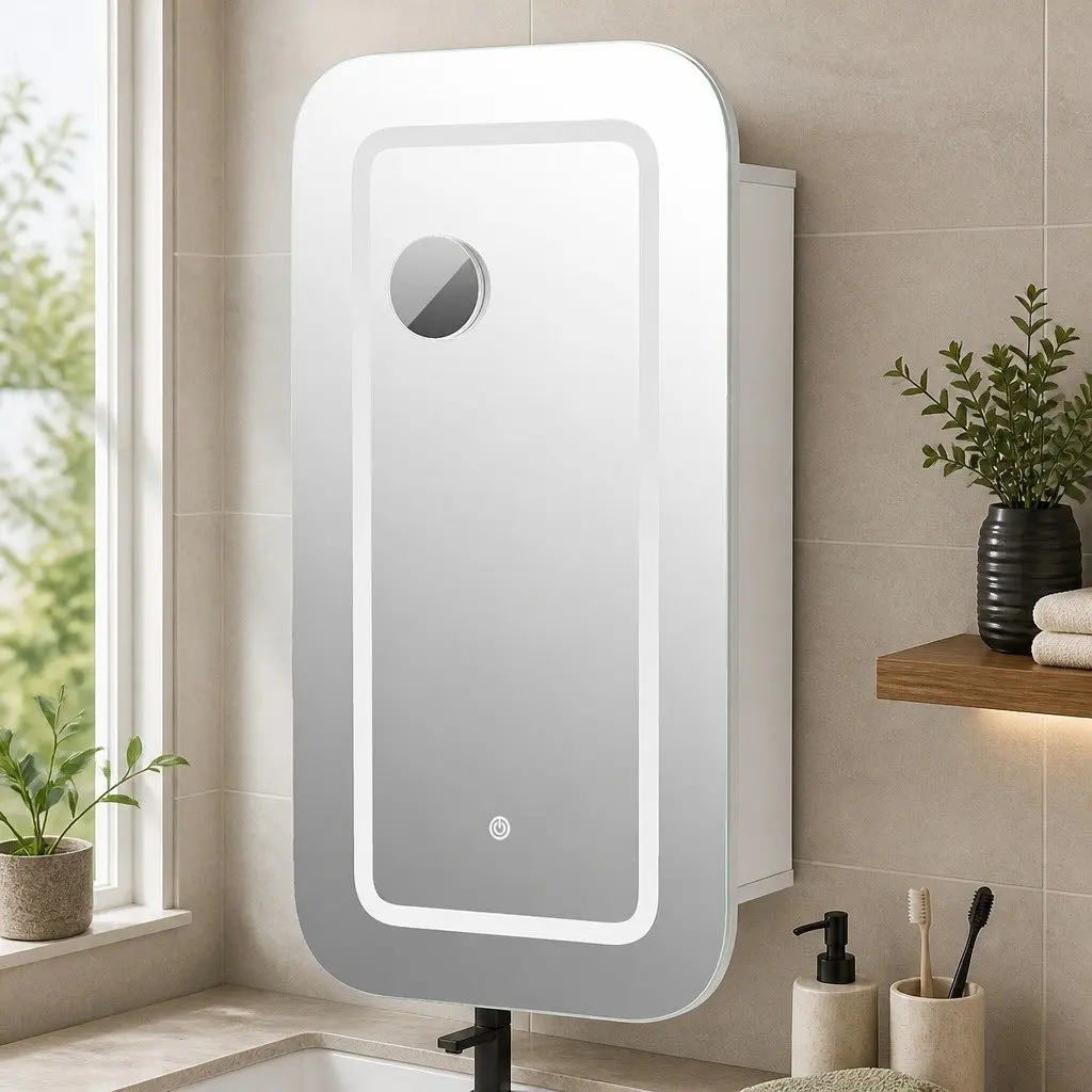 LED Bathroom Mirror Cabinet with 5X Magnification