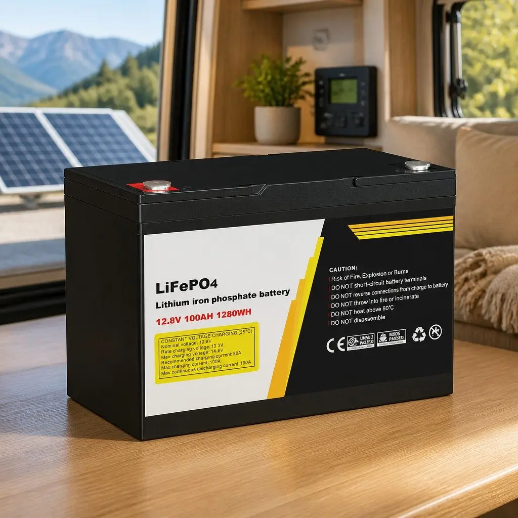 12V 100Ah Lithium LiFePO4 Deep Cycle Battery for Camping Caravans Solar Power Supply