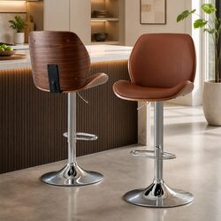 Specifications of Adjustable Brown Bar Stools Set of 2