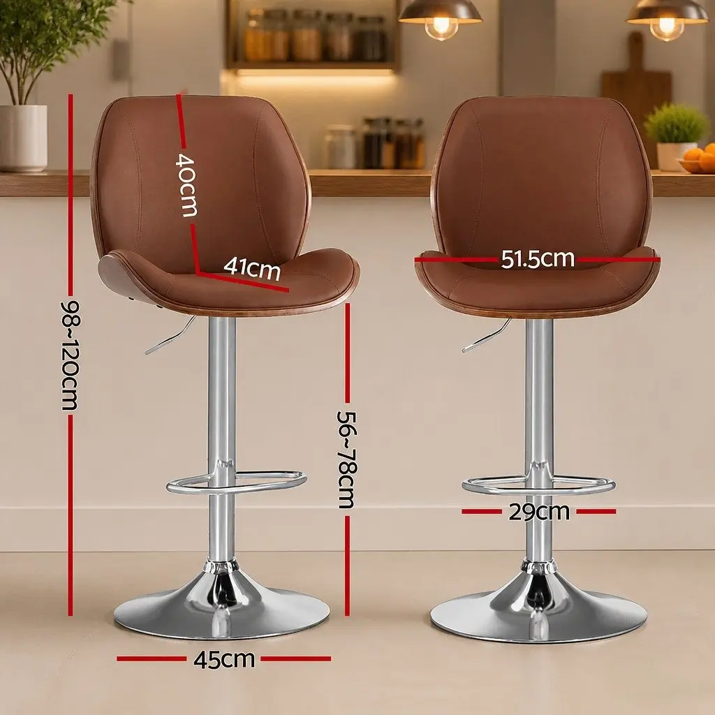 Adjustable Brown Bar Stools Set of 2