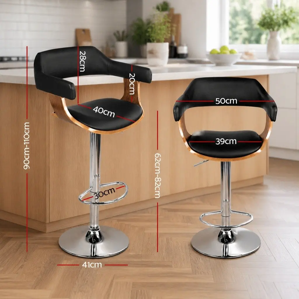 Bar Stools for Kitchen or Dining Room Adjustable Height Black Padded Seat