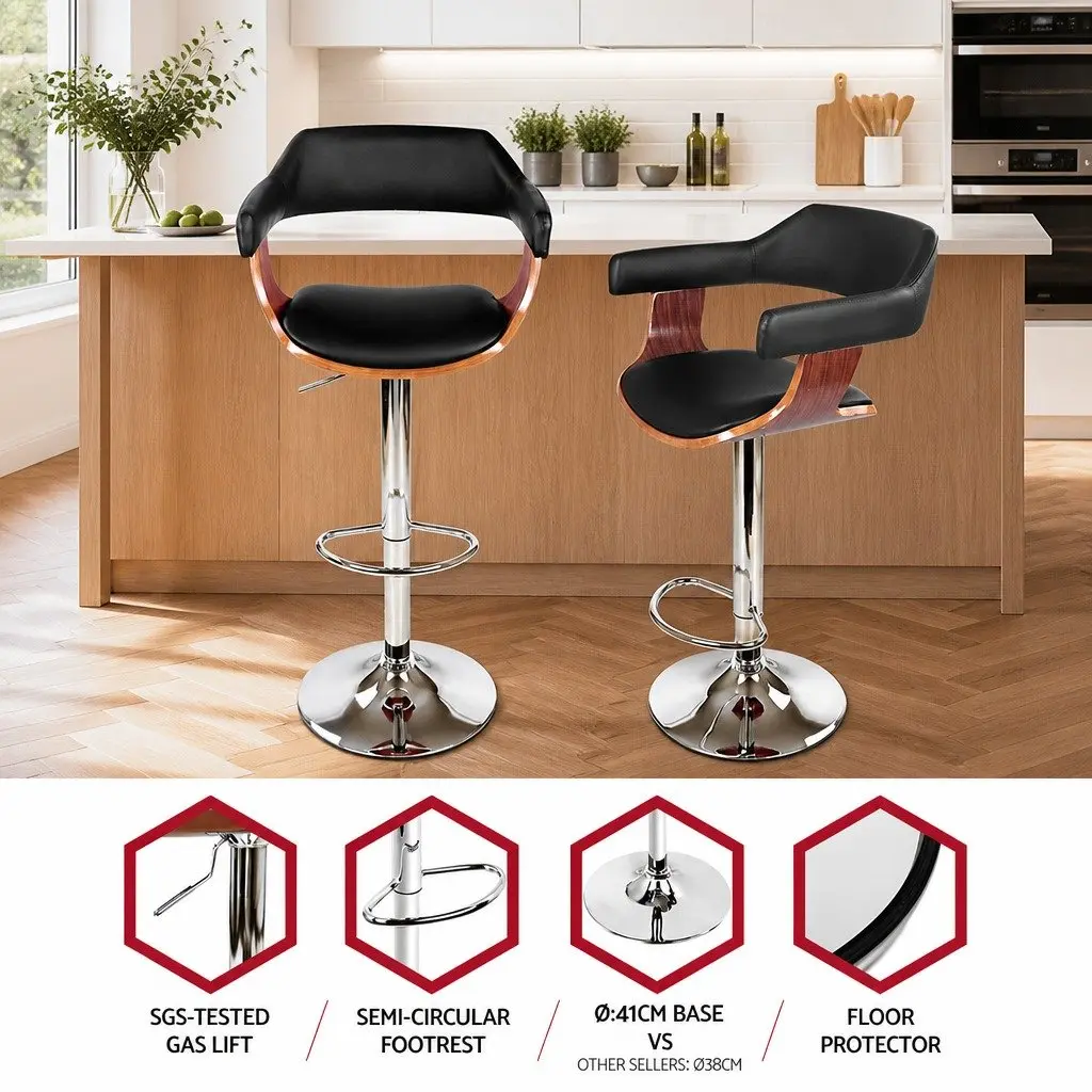 Bar Stools for Kitchen or Dining Room Adjustable Height Black Padded Seat