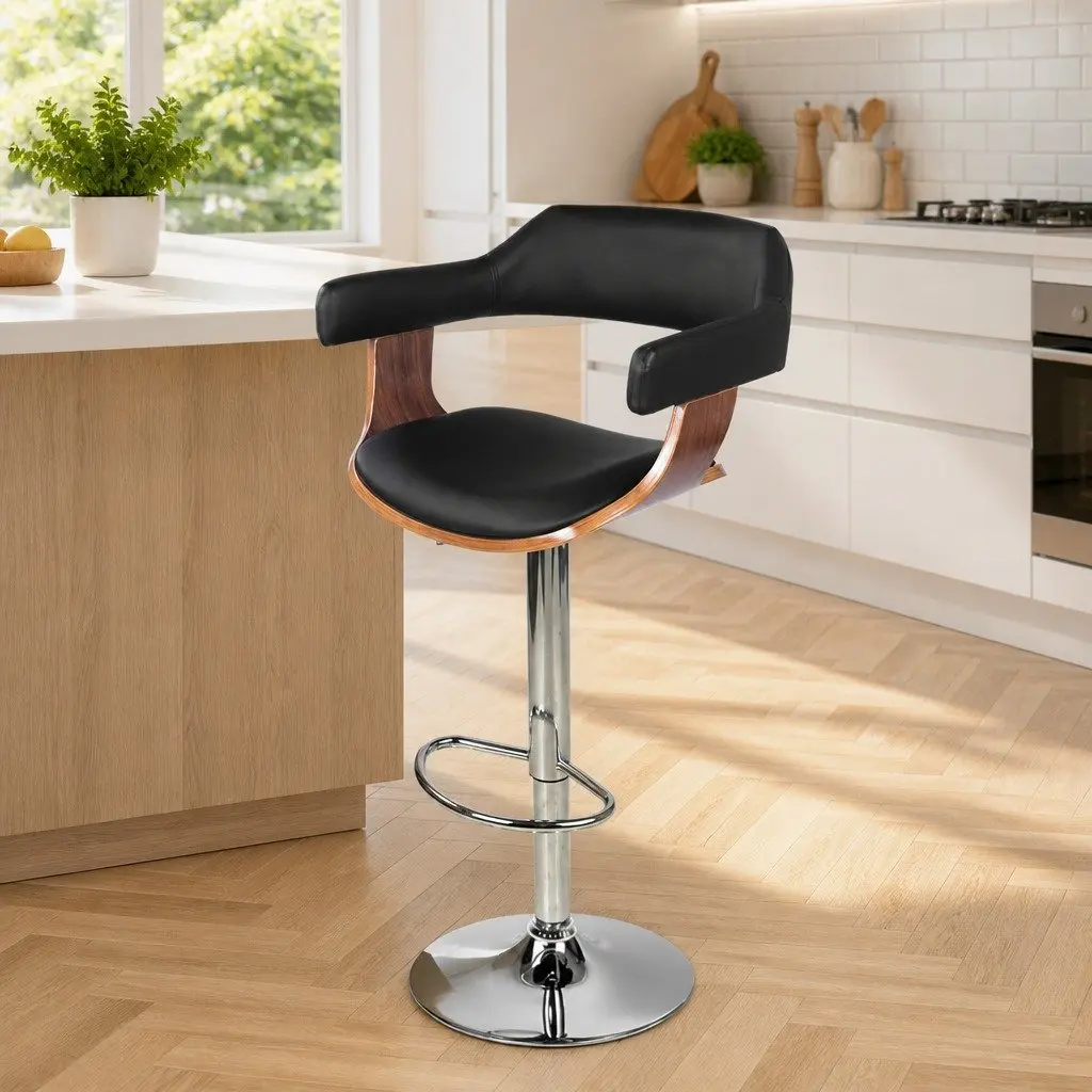 Bar Stools for Kitchen or Dining Room Adjustable Height Black Padded Seat