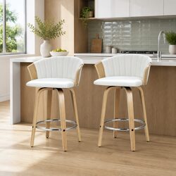 Specifications of White Leather Swivel Bar Stools x2