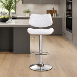 Bar Stool Swivel Seat Gas Lift Adjustable Height Kitchen Dining Chair White