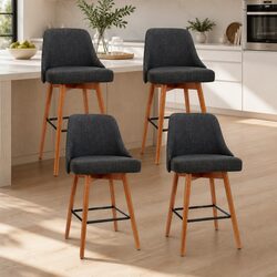 Mid-Height Bar Stools Set of 4 with Specifications in Charcoal