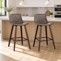 Bar Stools Set of 2 – Solid Wood & Metal Design