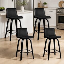 Bar Stools Set of 4 Swivel Kitchen Dining Chairs with Backrest Black