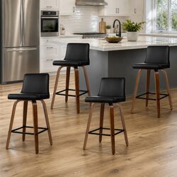 Bar Stools Set of 4 - Swivel, Padded & Durable Design