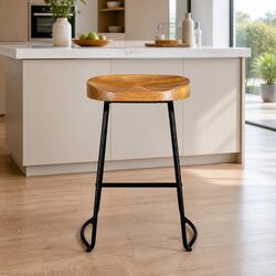 Wooden Industrial Bar Stools Set of 2 - Specs Included