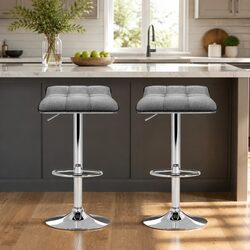 Bar Stools with Padded Seats, Gas Lift, and Swivel - Set of 2
