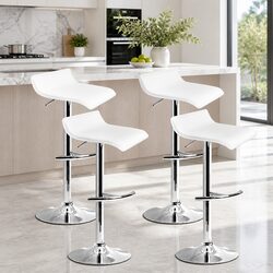 Bar Stools Set of 4 Adjustable Gas Lift Swivel Chairs White