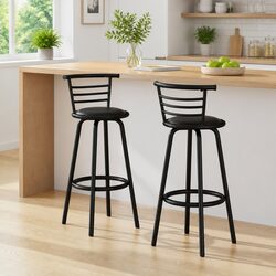 Specifications of 2 Black Swivel Bar Stools for Dining