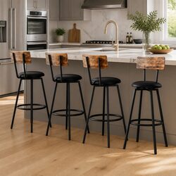 Bar Stools Set of 4: 99cm High with Steel Frame