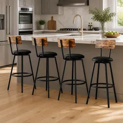 Bar Stools Set of 4: 99cm High with Steel Frame