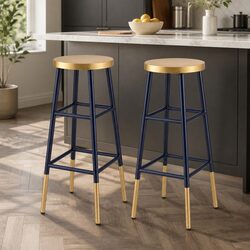 Bar Stools Set of 2 - 120kg Capacity, Round Seat