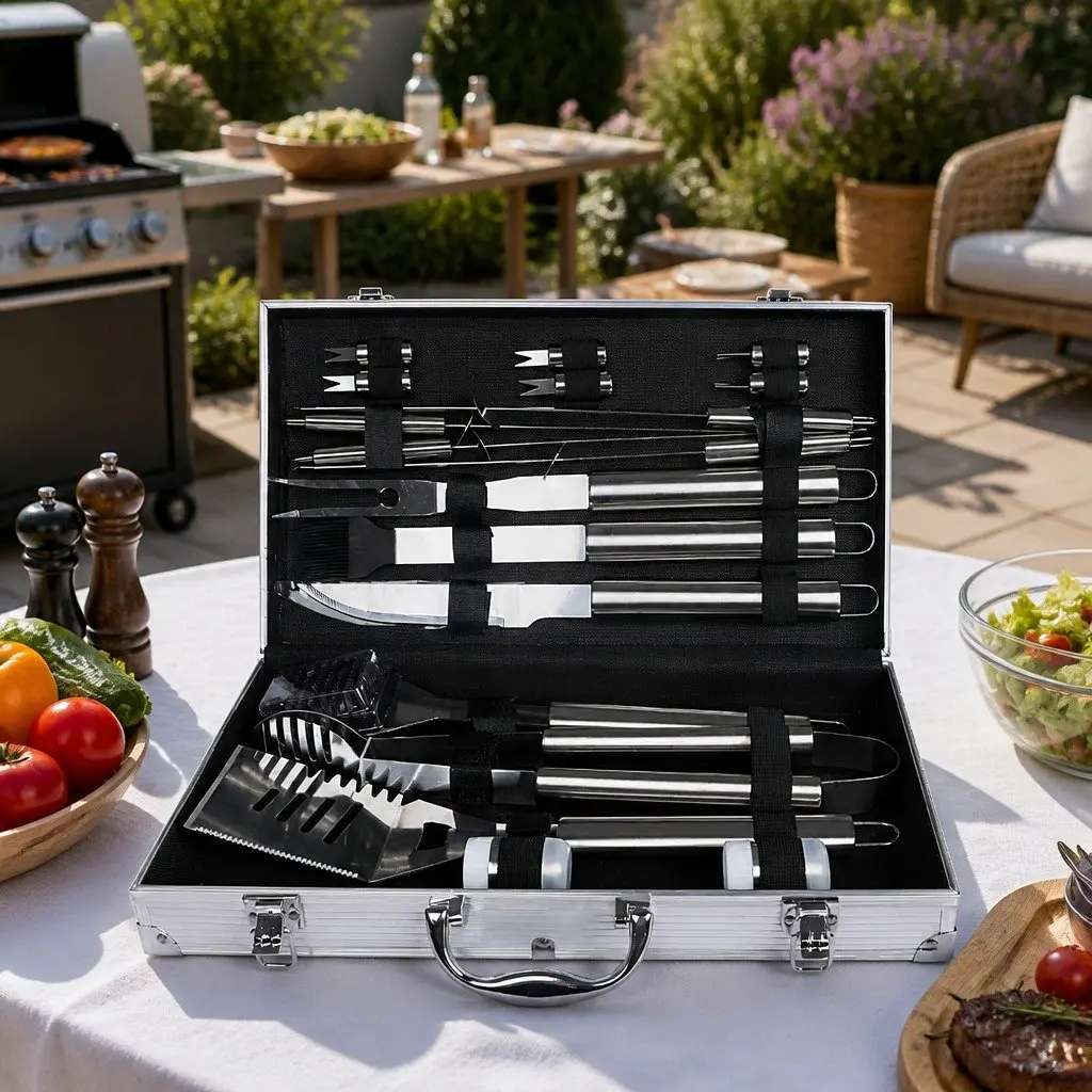 BBQ Tool Set 18 Piece Stainless Steel Grilling Accessories for Outdoor Cooking