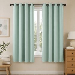 Blockout Curtains Set of 2 Panels Green 132x160cm Specs