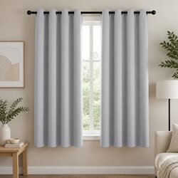 Grey Blockout Curtains: 132x160cm, 230GSM Polyester, 2 Panels