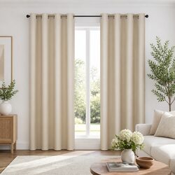 140x230cm Beige Thermal Blockout Curtains with 2 Panels