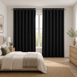 Black Eyelet Blockout Curtains 240x230cm - Specs Included
