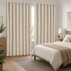Blockout Curtains Eyelet 300x230cm Beige Thermal Insulation Noise Reduction 2